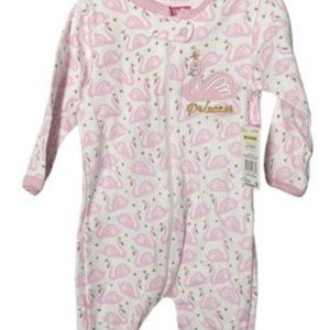 Swiggles 6/9 Month Pink Swan "Princess" Zippered Sleeper